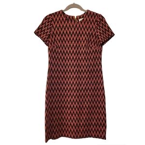 Calvin Klein, Zigzag Print Knit Dress, Short Sleeve, Zipper Back, Women's sz 4,